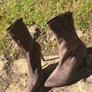 Rhinestone bling ankle heel boots✨